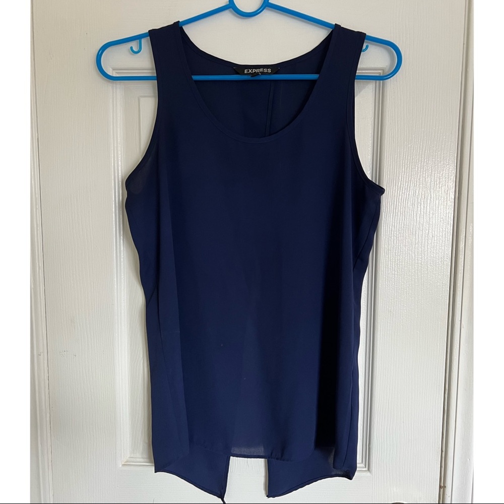 Split Back Navy Top